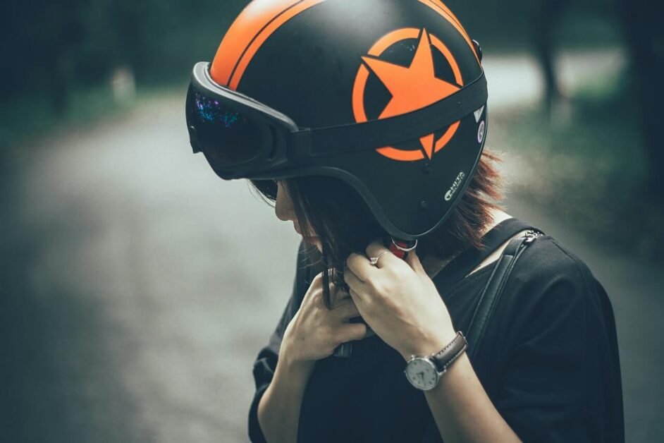 girl wearing a helmet