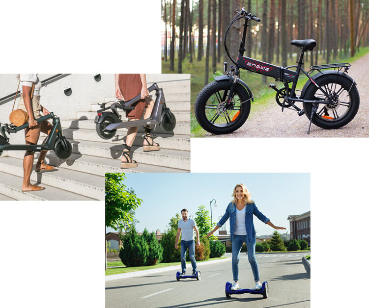 photo collage of different electric wheelers