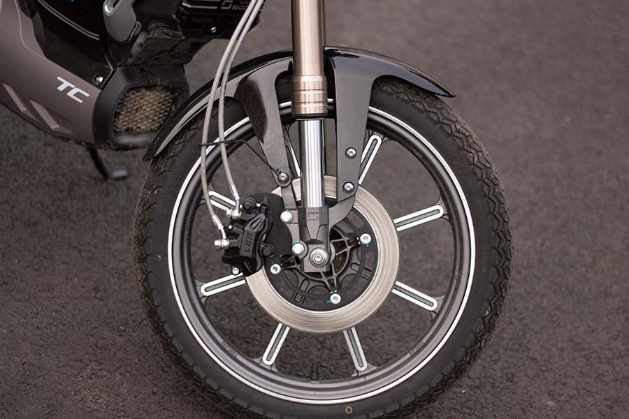 front wheel of Super Soco TC