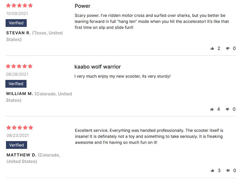 Customer reviews of Kaabo Wolf Warrior 11