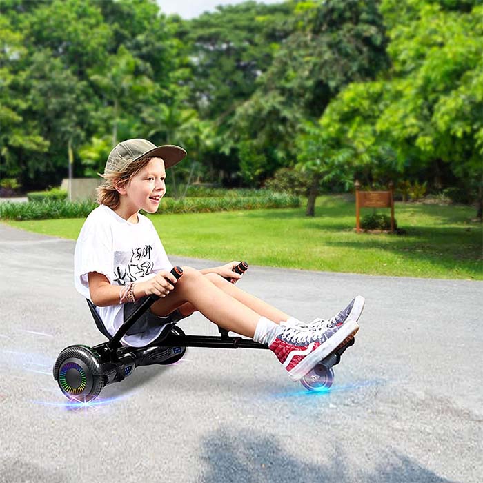 boy riding with a hoverkart