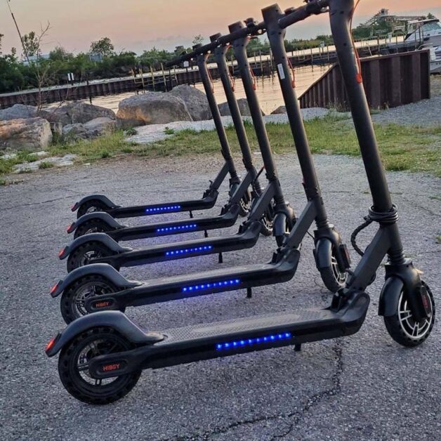 5 Hiboy MAX electric scooters in a row
