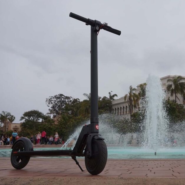Gotrax scooter next to the fountain