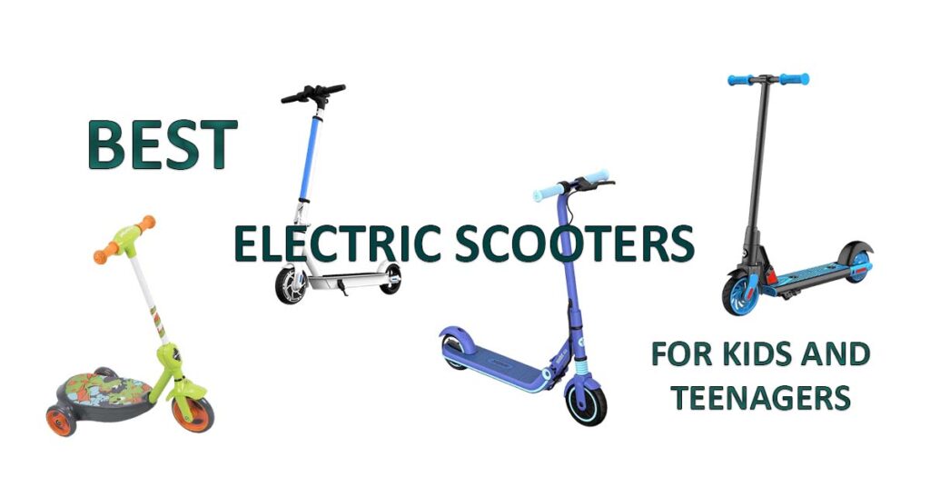 photo collage of kids electric scooters