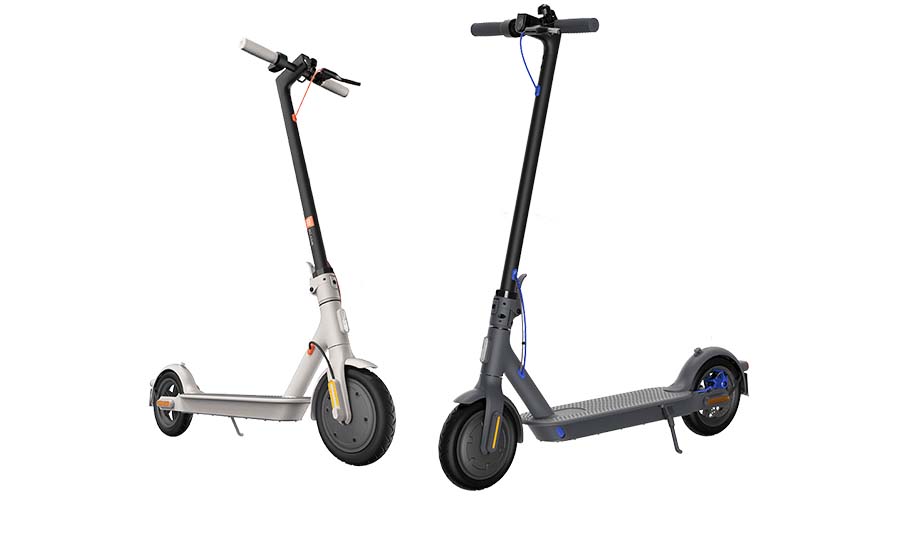 different colors of Xiaomi Mi 3 electric scooter.