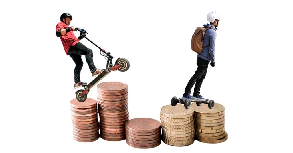 Which is more affordable - electric scooter or electric skateboard?
