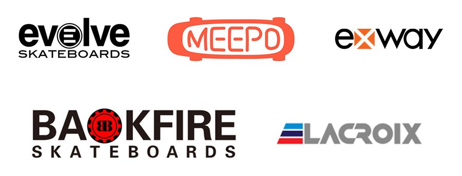 logos of electric skateboard brands