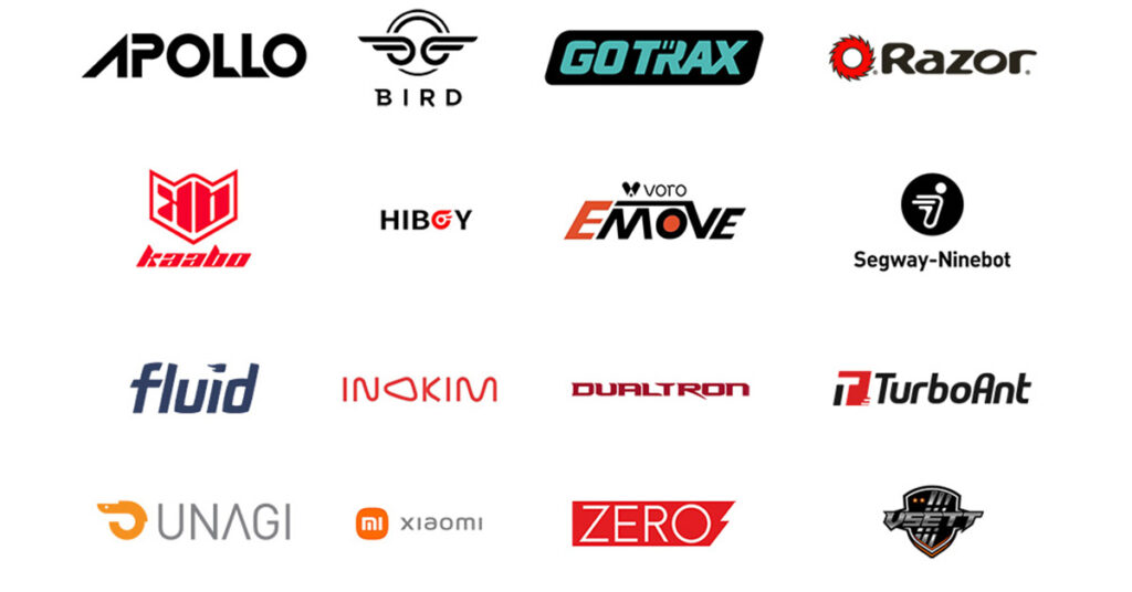 logos of different electric scooter brands