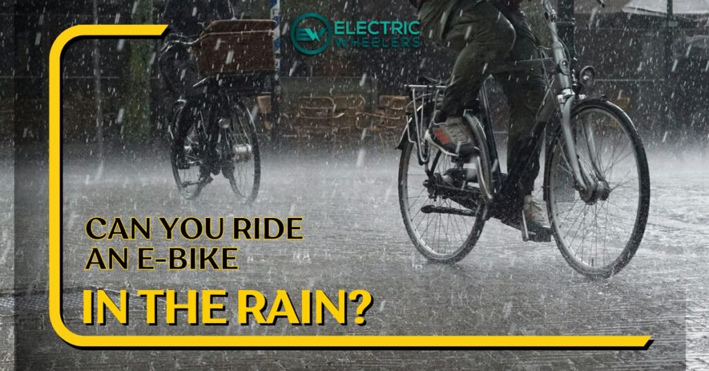2 bicycles riding through the rain