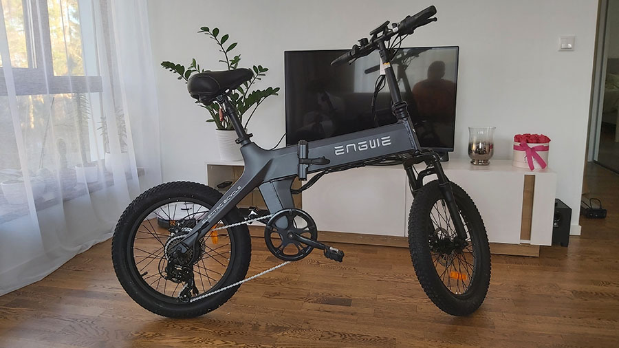 A gray colored Engwe C20 Pro electric bicycle