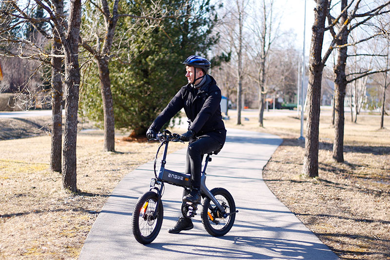Member of Electric Wheelers team riding an electric bike