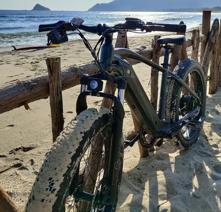 velowave electric bike on the sand