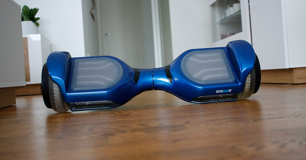 blue gyroor g11 hoverboard on the floor