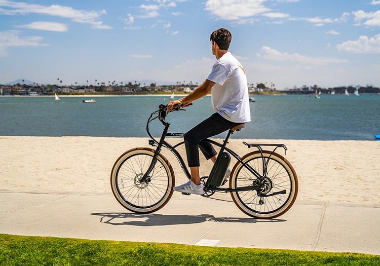 man riding an electric cruiser bike