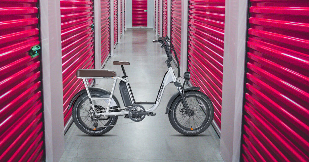 electric bike standing in the storage room