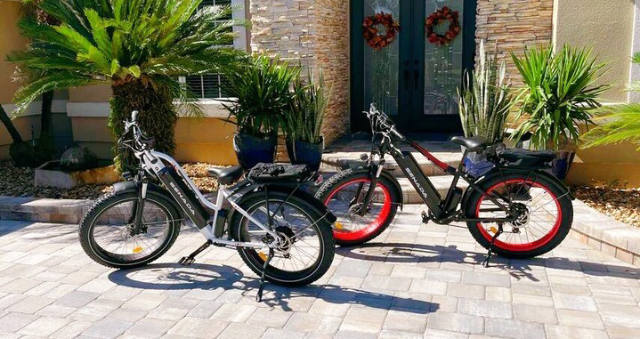 2 senada electric bikes in front of the house
