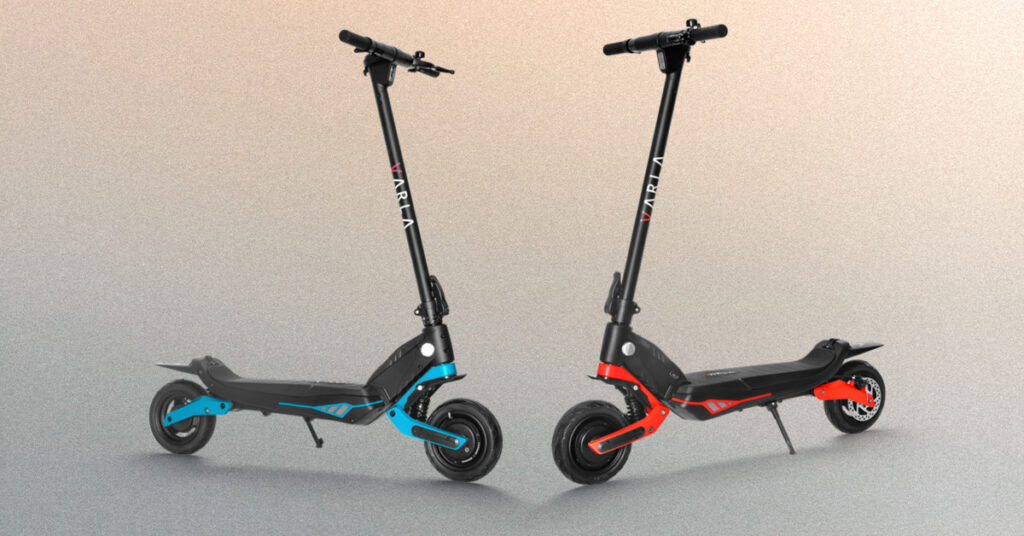 blue and red varla falcon electric scooters