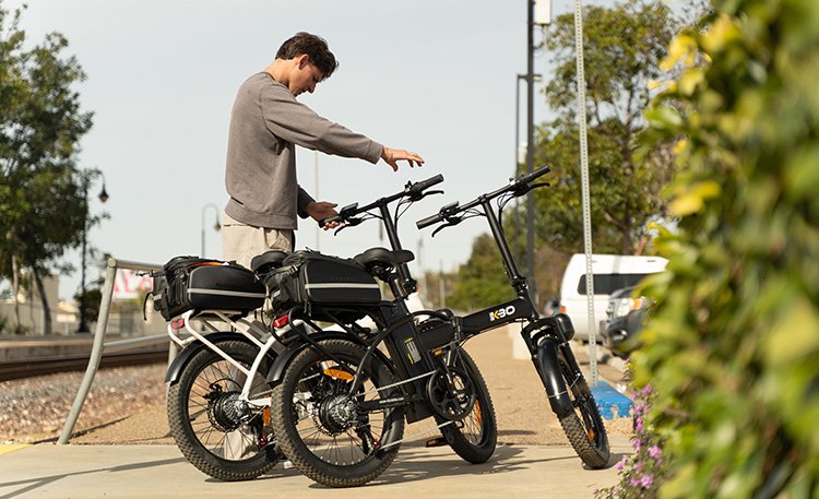 kbo flip folding electric bikes ready to go for a long ride