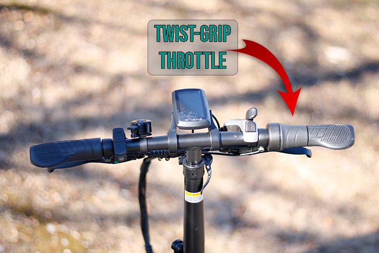 handlebar of an electric bike with a twist-grip throttle