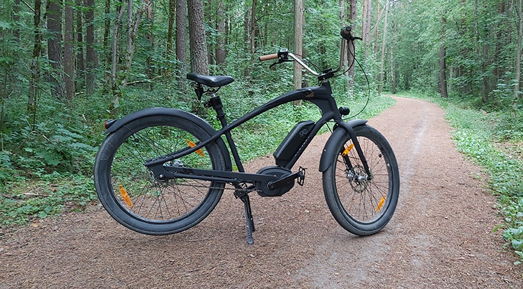 Electra Townie Go ebike on the forest trail