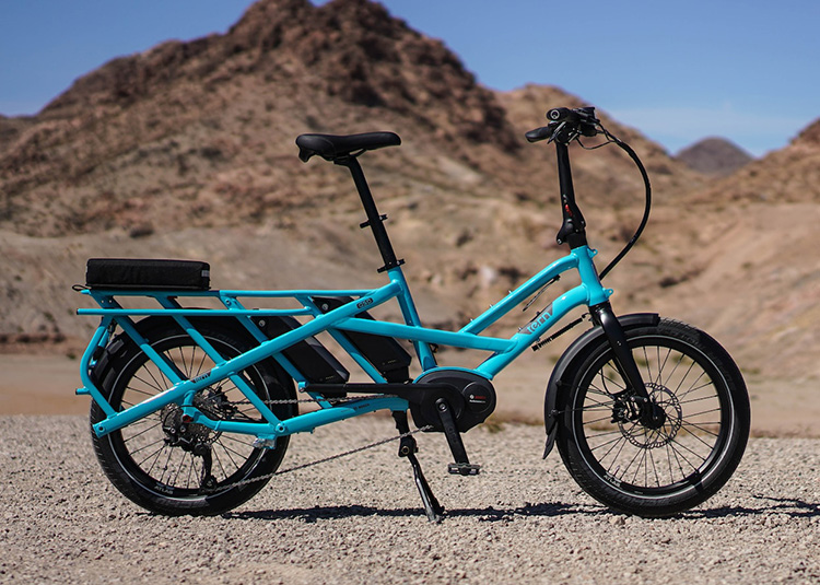 blue electric cargo bike
