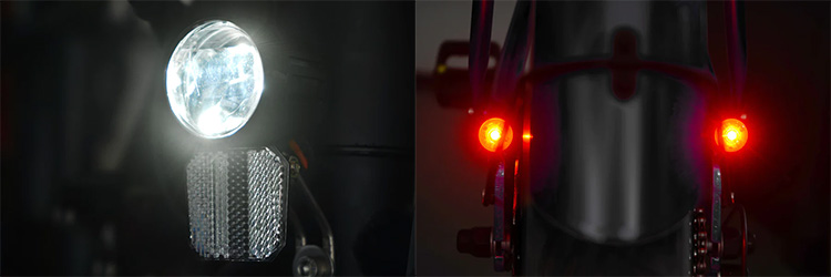front and rear lights of KBO Oasis cruiser ebike