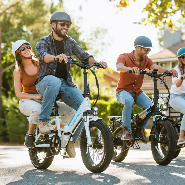 happy people riding with usa-based e-bikes Lectric XP