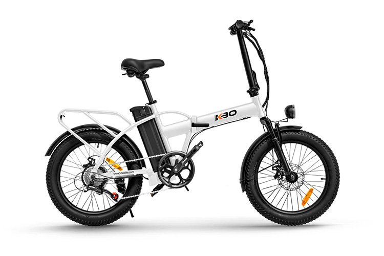 white KBO Flip folding electric bike