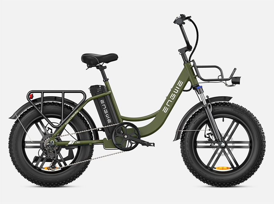 avocado green Engwe L20 step-through electric bike