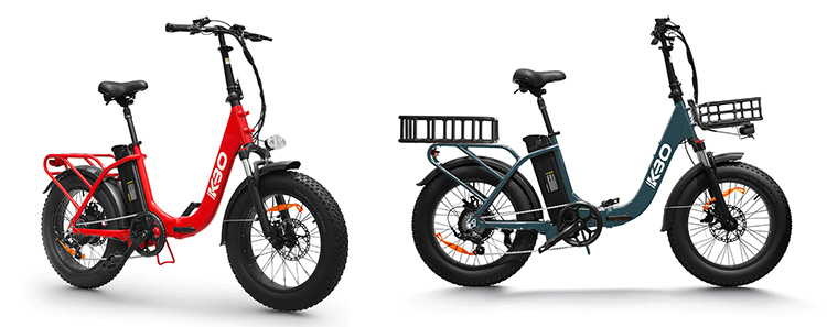 red KBO Compact on the left and Gray KBO Compact with cargo baskets on the right