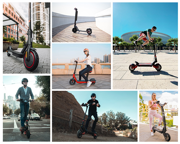 photo collage of different electric scooters
