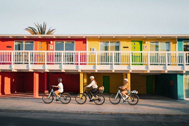 women riding with aventon electric bikes