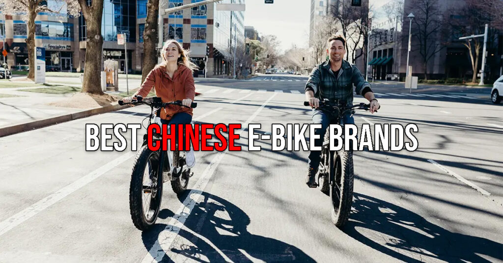 man and woman riding with chinese electric bikes