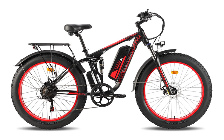 black and red senada viper softail electric bike