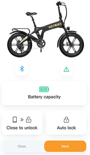screenshot from heybike app