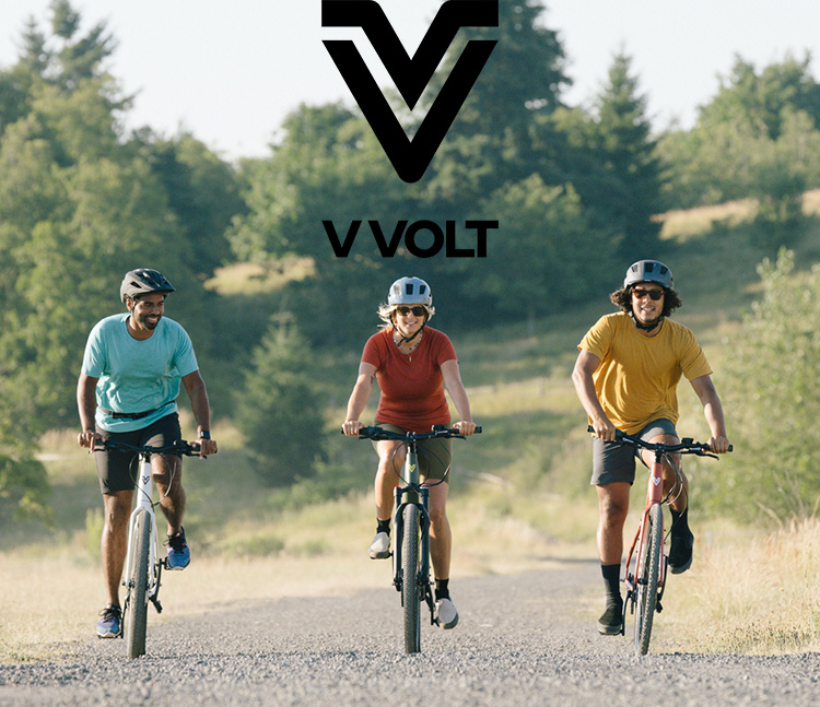 3 people ride with vvolt electric bikes