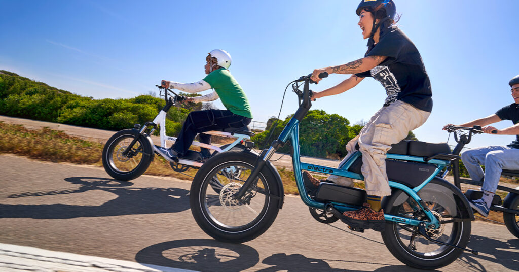 woman riding with electra ponto go e-bike with her friends
