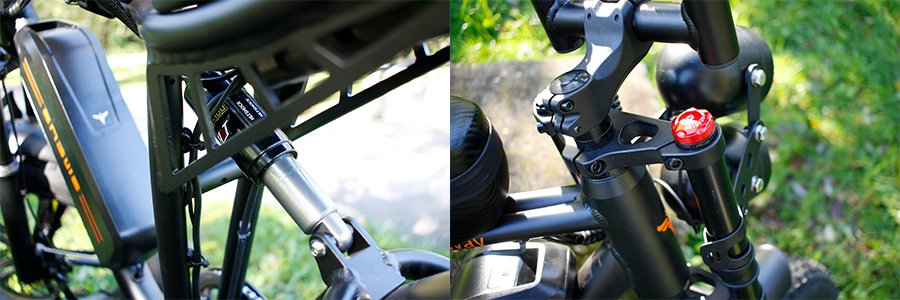 front and rear suspensions of an electric bike