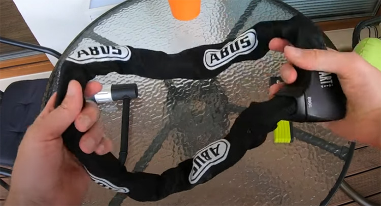 holding an Abus chain lock in my hands