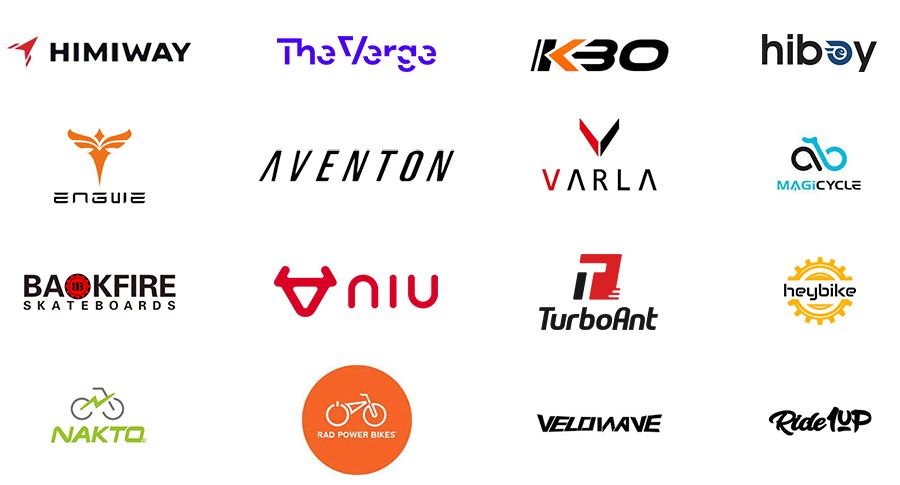 logos of brands and companies that Electric Wheelers has worked with