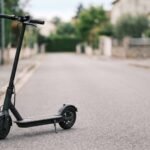scooter standing on an empty street